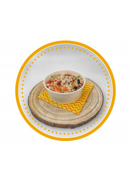 Salade de riz, poulet,...